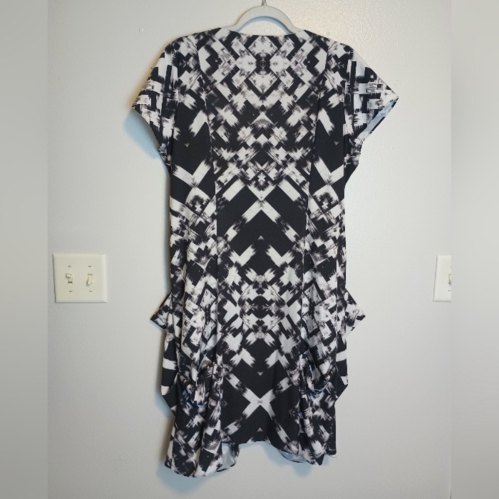 City Chic Black and White Asymmetrical Peplum Dress
